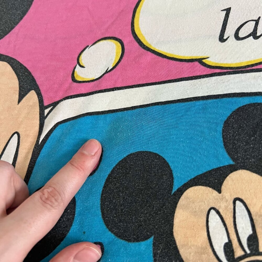 90s AOP Disney Mickey Mouse & Minnie Late Show Sleep Shirt Double Sided XL - Picture 5 of 5